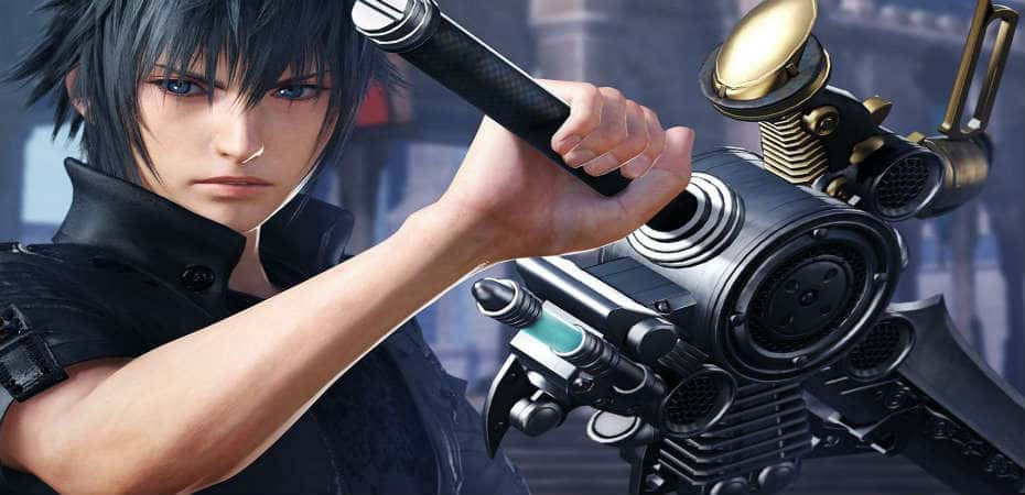 Noctis carrega sua espada para batalha em Dissidia Final Fantasy NT.