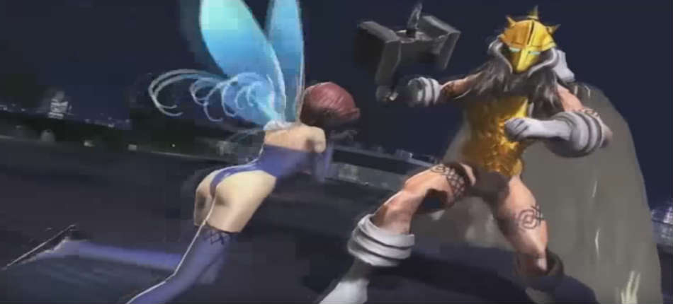 Modelos 3D de Thor e Pixie em uma demo de realidade virtual para Dx2 Shin Megami Tensei