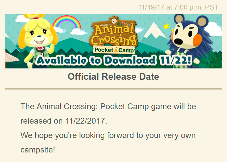 Animal Crossing: Pocket Camp ganha data de lançamento