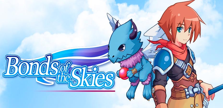 Imagem mostrando a logo e o protagonista de Bonds of the Skies