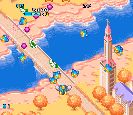 Imagem mostrando a habilidade dos "Chibi" em Pop'n TwinBee