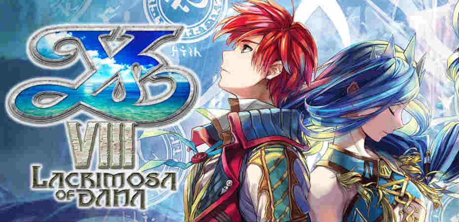 Ilustração e logo de Ys VIII: Lacrimosa of Dana