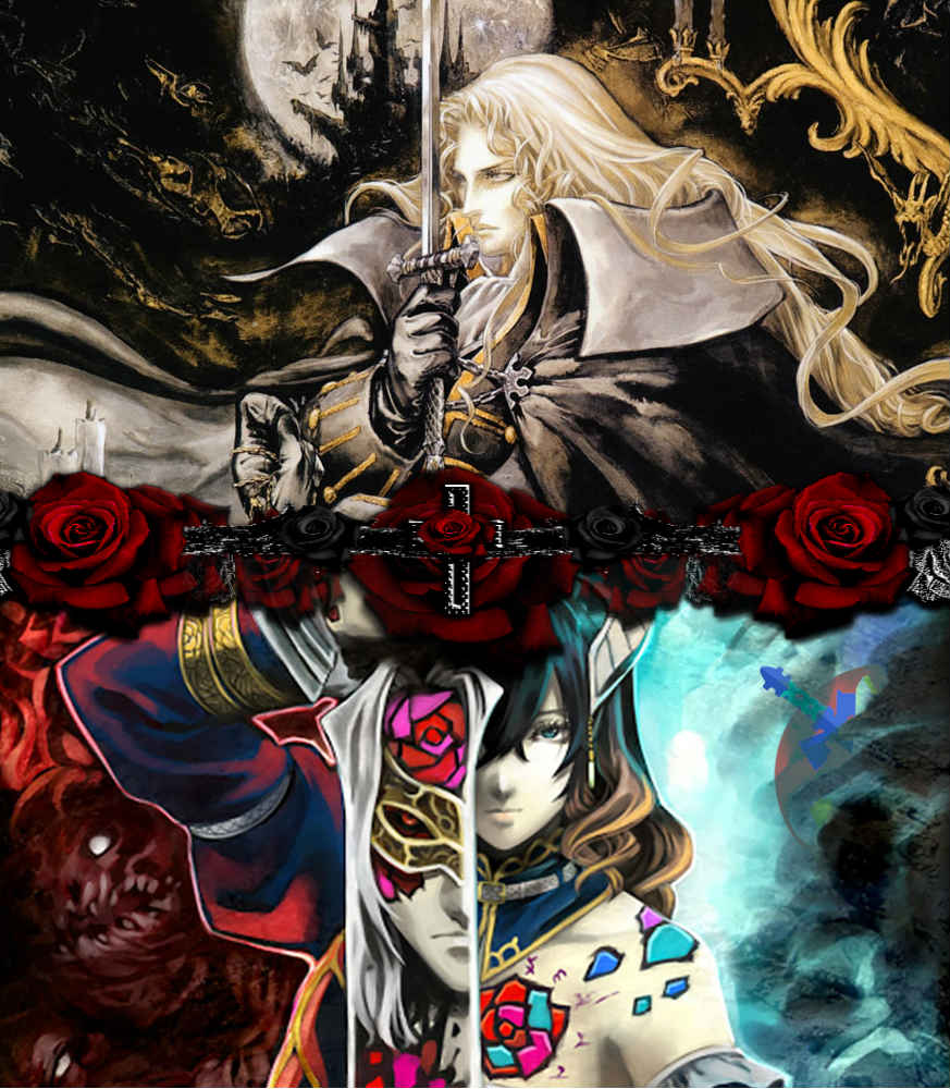 Imagem de Castlevania: Symphony of the Night e Bloodstained: Ritual of the Night, um de seus sucessores espirituais