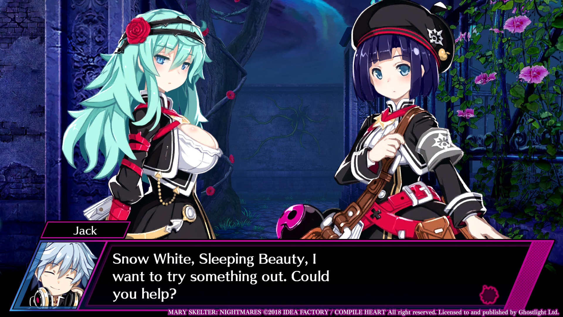 Snow White, Sleeping Beauty e Jack em Mary Skelter: Nightmares