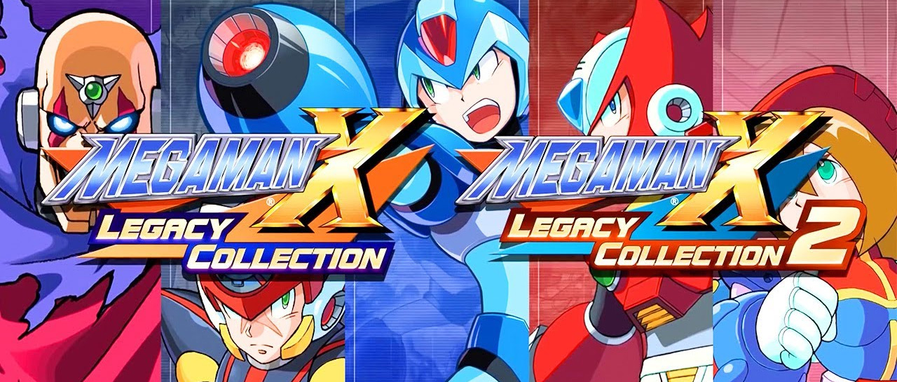 Ilustração e logos de Mega Man X Legacy Collection 1 & 2