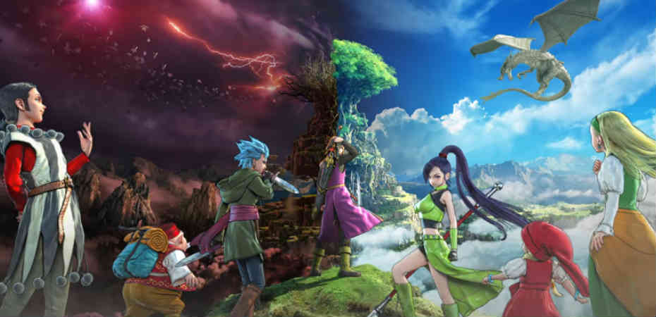 Ilustração dos personagens de Dragon Quest XI: Echoes of an Elusive Age