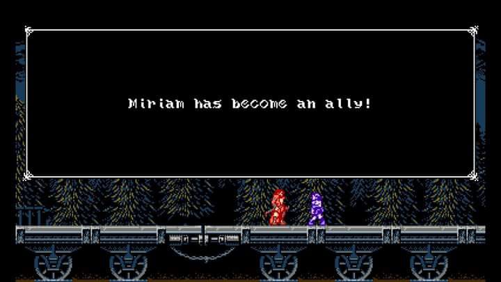Miriam se tornando uma aliada em Bloodstained: Curse of the Moon