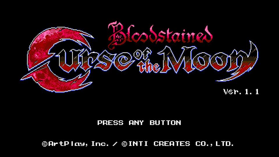 Tela inicial de Bloodstained: Curse of the Moon