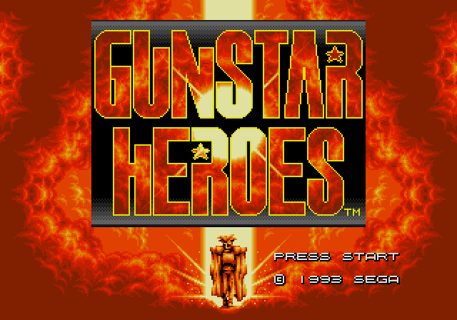 Tela de início de Gunstar Heroes