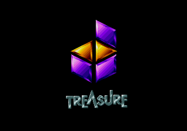 Logotipo da Treasure, estúdio responsável pelo jogo Gunstar Heroes