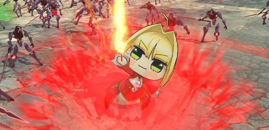 Nero com visual "Punipuni" em Fate/Extella Link