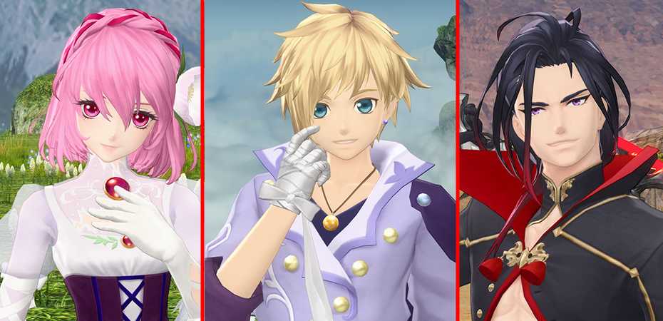 Os três personagens principais de Tales of Crestoria