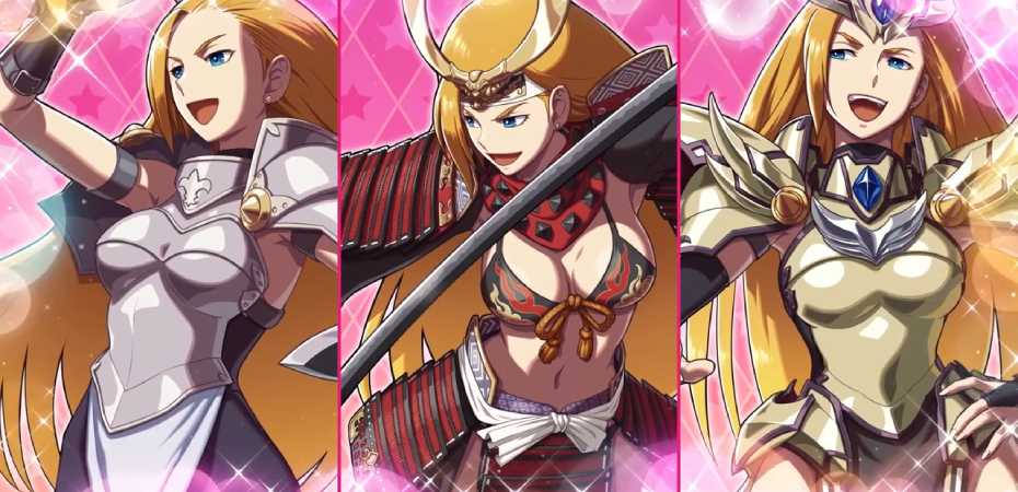 Arte de diferentes trajes da personagem Jeanne de SNK Heroines: Tag Team Frenzy