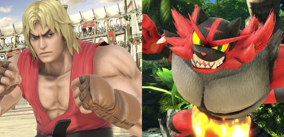 Ken e Incineroar em Super Smash Bros. Ultimate