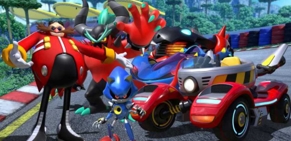Eggman, Zavok, e Metal Sonic em Team Sonic Racing