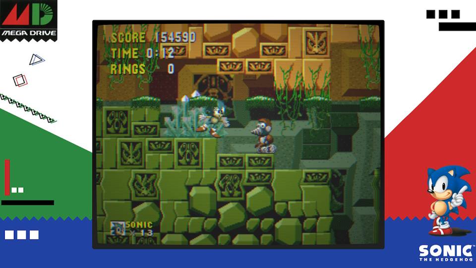 Tela de gameplay de Sega Ages: Sonic the Hedgehog