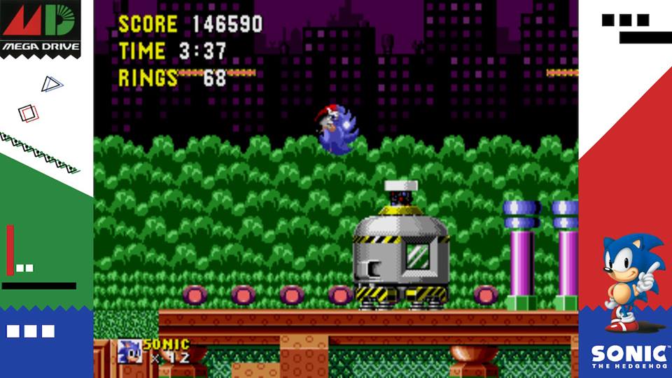 Tela de gameplay de Sega Ages: Sonic the Hedgehog