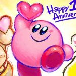 Ilustração comemorativa de aniversário de Kirby Star Allies