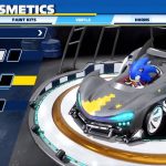 Tela de customização de veículos de Team Sonic Racing