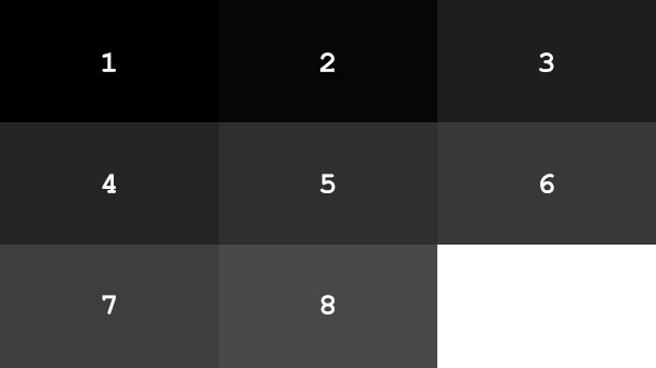 Layout da divisão de tela para 8 jogadores de Sega Ages: Virtual Racing