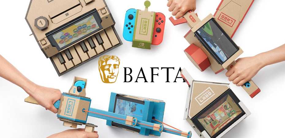 Imagens do Nintendo Labo e logotipo do BAFTA