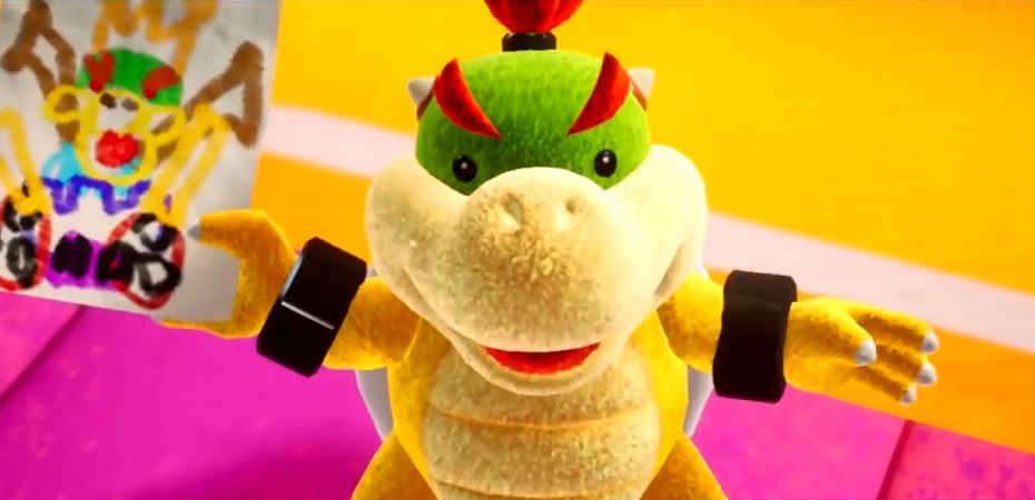 Screenshot de Bowser Jr. em Yoshi's Crafted World