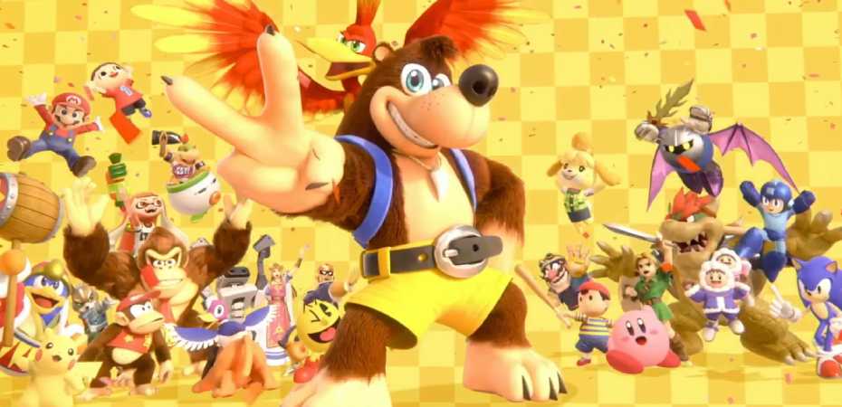 Captura de tela do trailer de anúncio de Banjo e Kazooie em Super Smash Bros. Ultimate