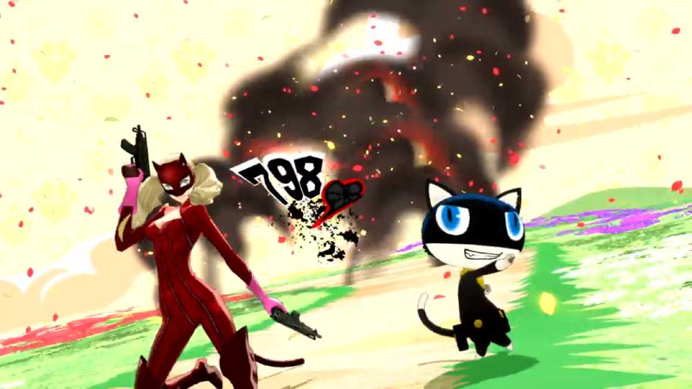 Ataque combinado de Panther e Mona em Persona 5 Royal