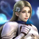 Render da personagem Joan of Arc de Warriors Orochi 3 e fundo com captura de tela do teaser trailer de Warriors Orochi 4 Ultimate