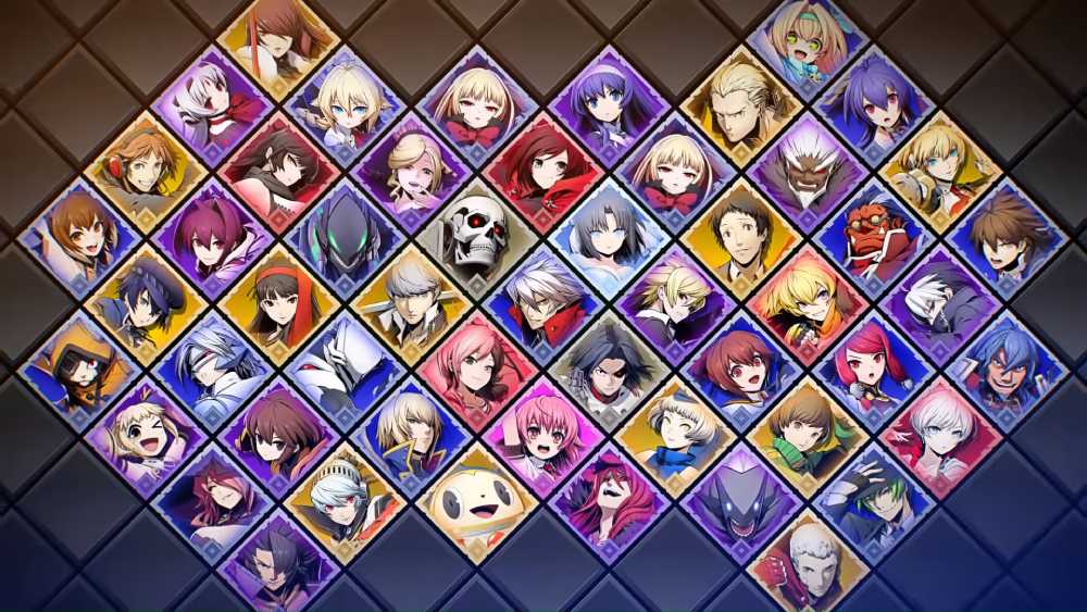 Imagem mostrando o elenco completo de BlazBlue Cross Tag Battle