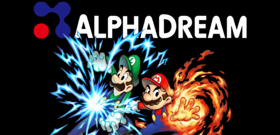 Logotipo de AlphaDream e imagem de Mario & Luigi RPG