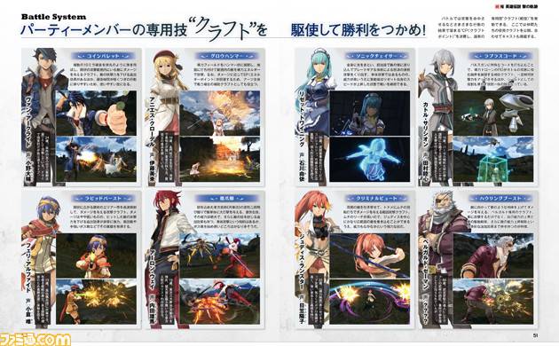 Scan de páginas da revista Famitsu a respeito de The Legend of Heroes: Kuro no Kiseki