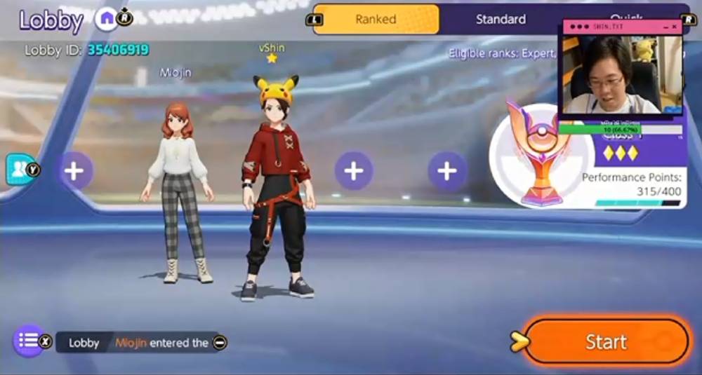 Captura de tela de live da Densetsu Games jogando Pokémon Unite