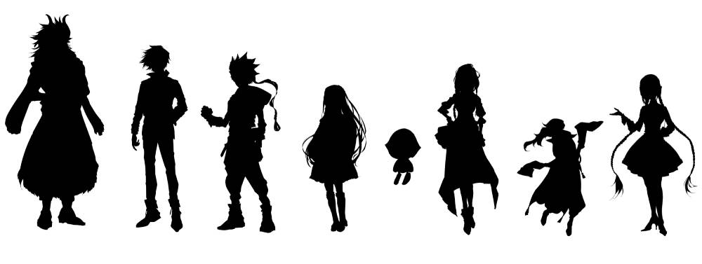 Silhuetas de personagens de misterioso jogo para dispositivos móveis da Shueisha Games